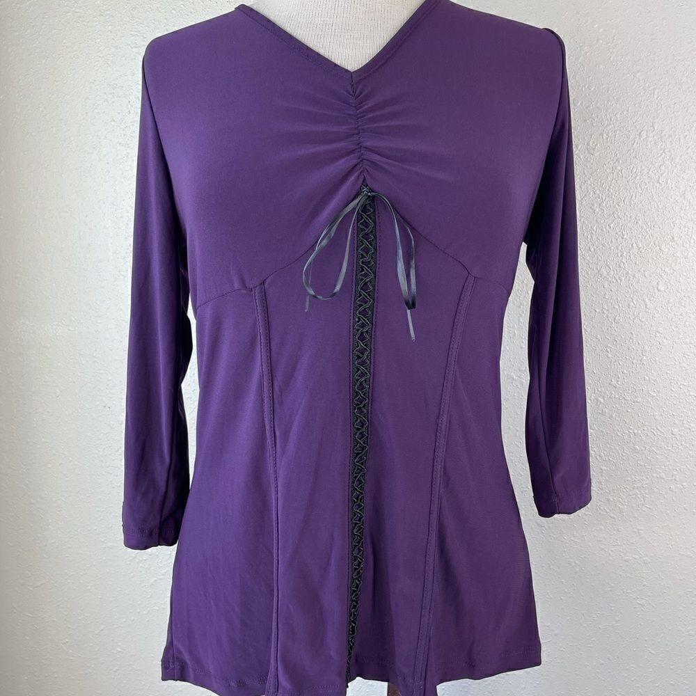 NWT Suzie Couture Purple 3/4 Blouse Top Size PL